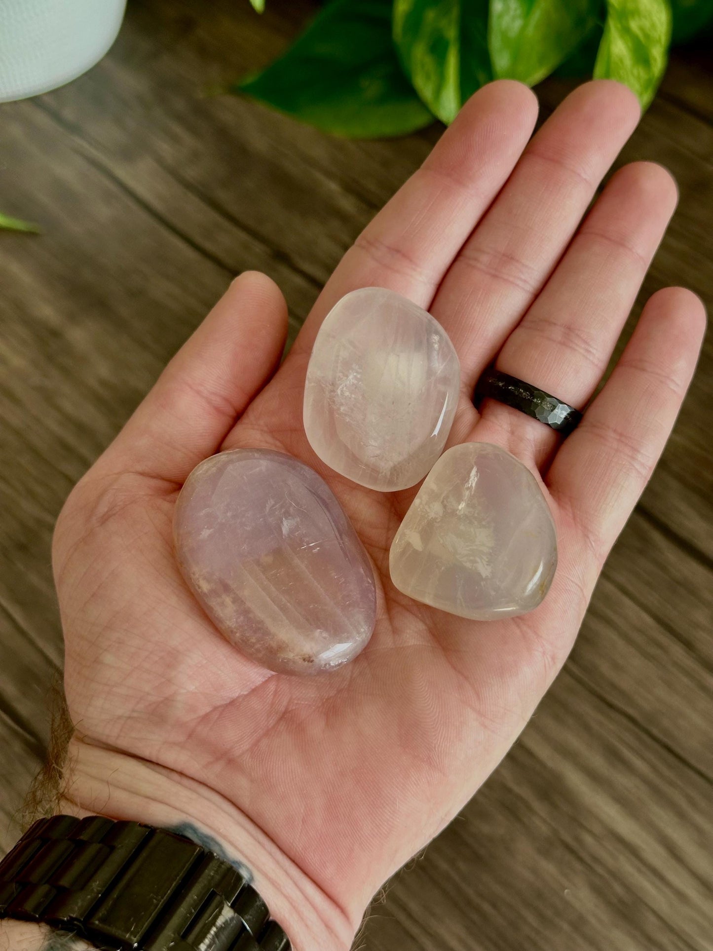 Blue Rose Quartz Palm Stones for Emotional healing, Relationship Communication & Compassion