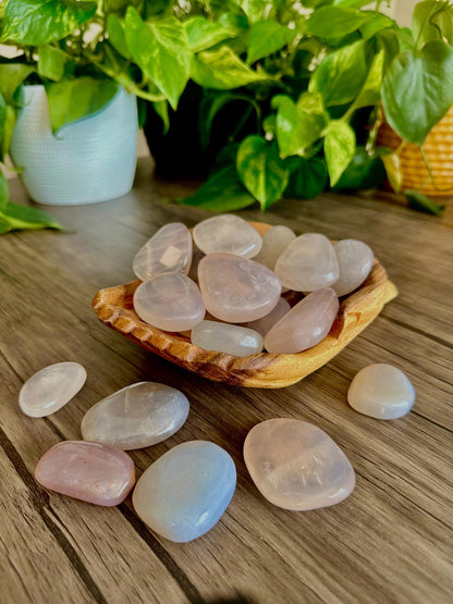 Blue Rose Quartz Palm Stones for Emotional healing, Relationship Communication & Compassion